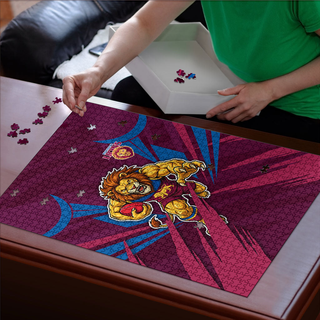 Brisbane Lions Australian Football Puzzle Powerful Lion Mascot - Bold Team Colors