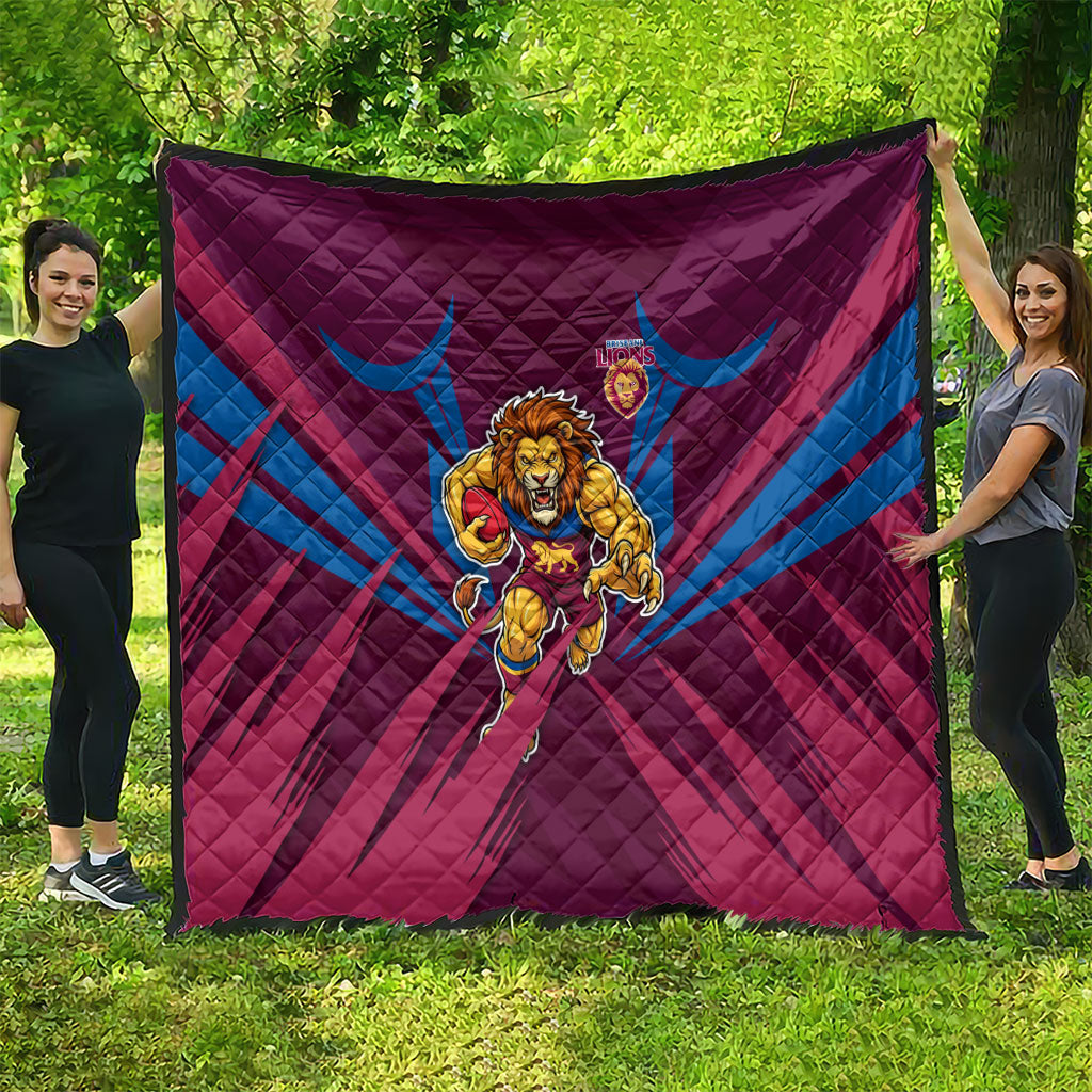 Brisbane Lions Australian Football Quilt Powerful Lion Mascot - Bold Team Colors