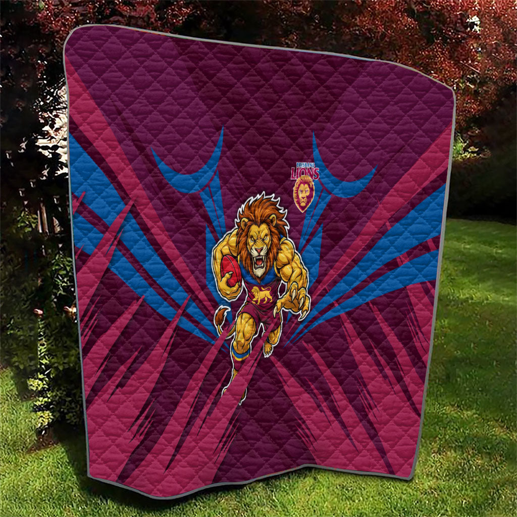 Brisbane Lions Australian Football Quilt Powerful Lion Mascot - Bold Team Colors