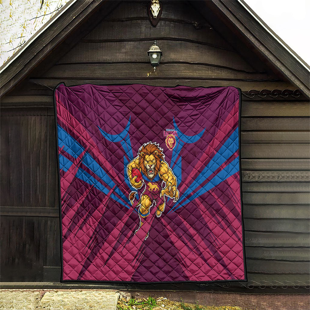 Brisbane Lions Australian Football Quilt Powerful Lion Mascot - Bold Team Colors