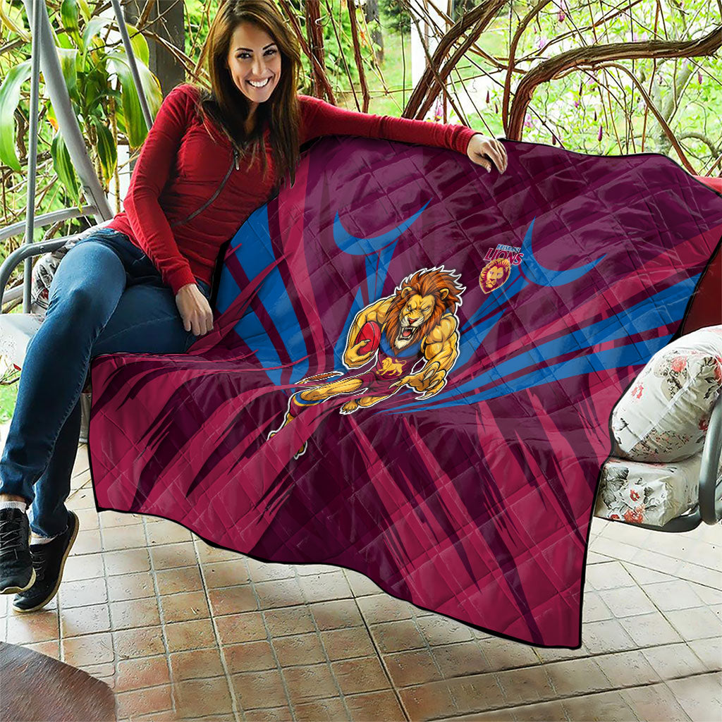 Brisbane Lions Australian Football Quilt Powerful Lion Mascot - Bold Team Colors
