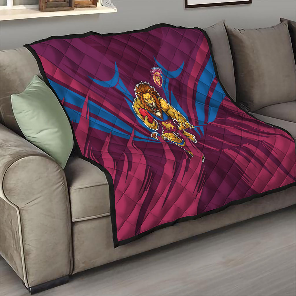 Brisbane Lions Australian Football Quilt Powerful Lion Mascot - Bold Team Colors