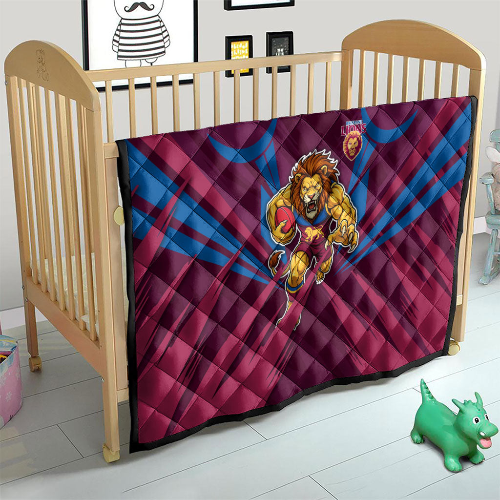 Brisbane Lions Australian Football Quilt Powerful Lion Mascot - Bold Team Colors