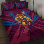Brisbane Lions Australian Football Quilt Bed Set Powerful Lion Mascot - Bold Team Colors