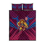 Brisbane Lions Australian Football Quilt Bed Set Powerful Lion Mascot - Bold Team Colors