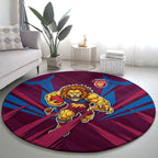 Brisbane Lions Australian Football Round Carpet Powerful Lion Mascot - Bold Team Colors