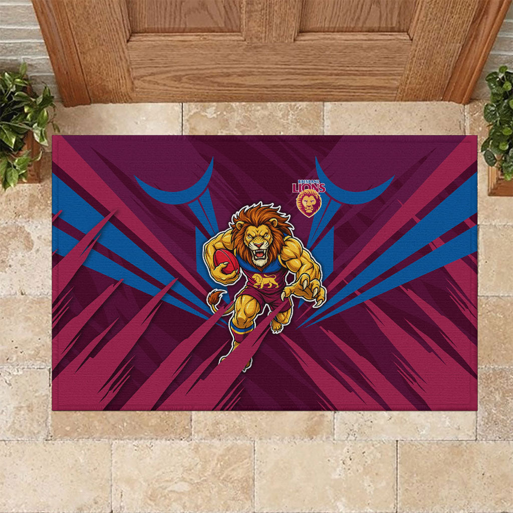 Brisbane Lions Australian Football Rubber Doormat Powerful Lion Mascot - Bold Team Colors