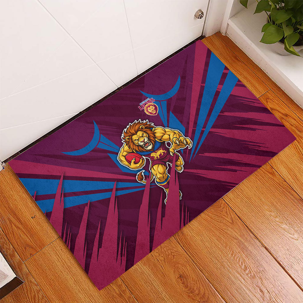 Brisbane Lions Australian Football Rubber Doormat Powerful Lion Mascot - Bold Team Colors