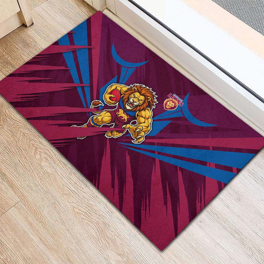 Brisbane Lions Australian Football Rubber Doormat Powerful Lion Mascot - Bold Team Colors