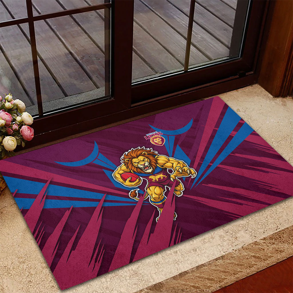 Brisbane Lions Australian Football Rubber Doormat Powerful Lion Mascot - Bold Team Colors