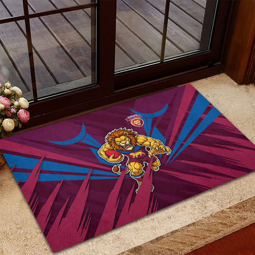 Brisbane Lions Australian Football Rubber Doormat Powerful Lion Mascot - Bold Team Colors