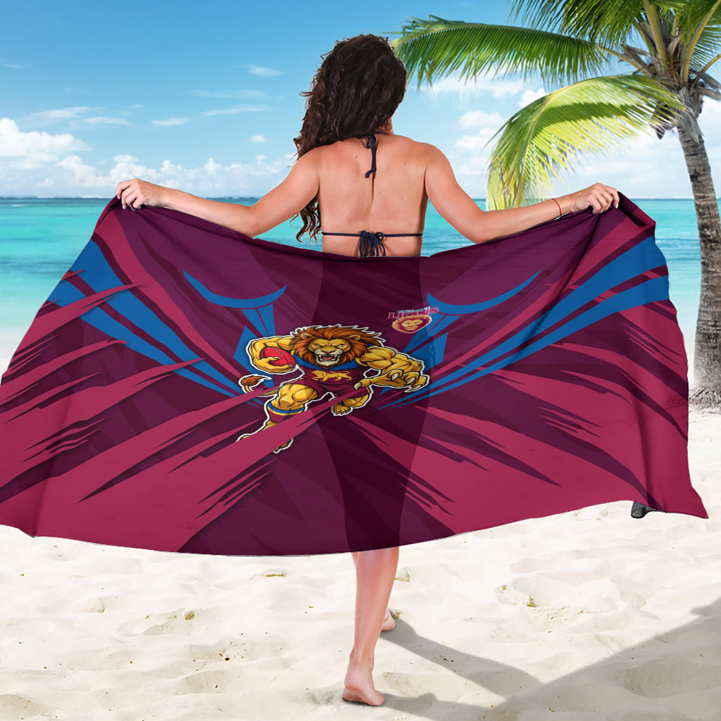 Brisbane Lions Australian Football Sarong Powerful Lion Mascot - Bold Team Colors