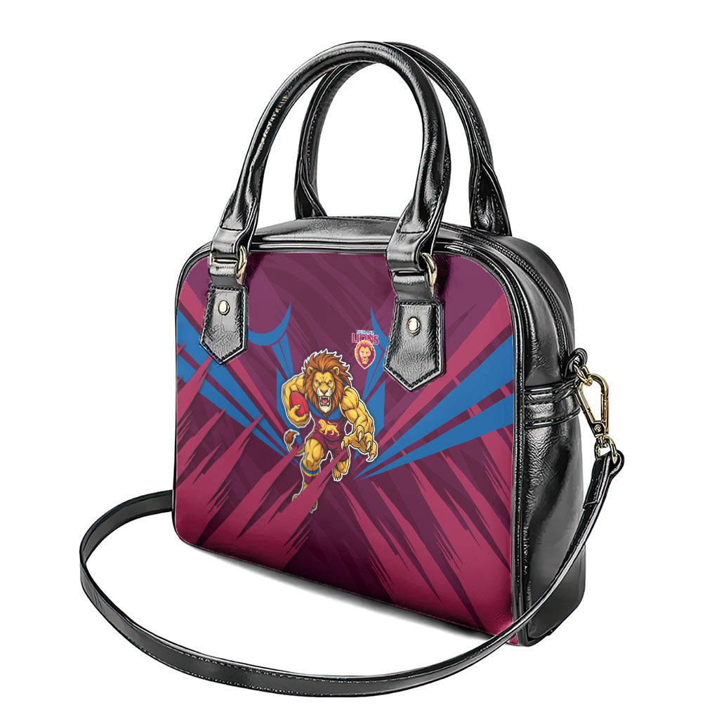 Brisbane Lions Australian Football Shoulder Handbag Powerful Lion Mascot - Bold Team Colors
