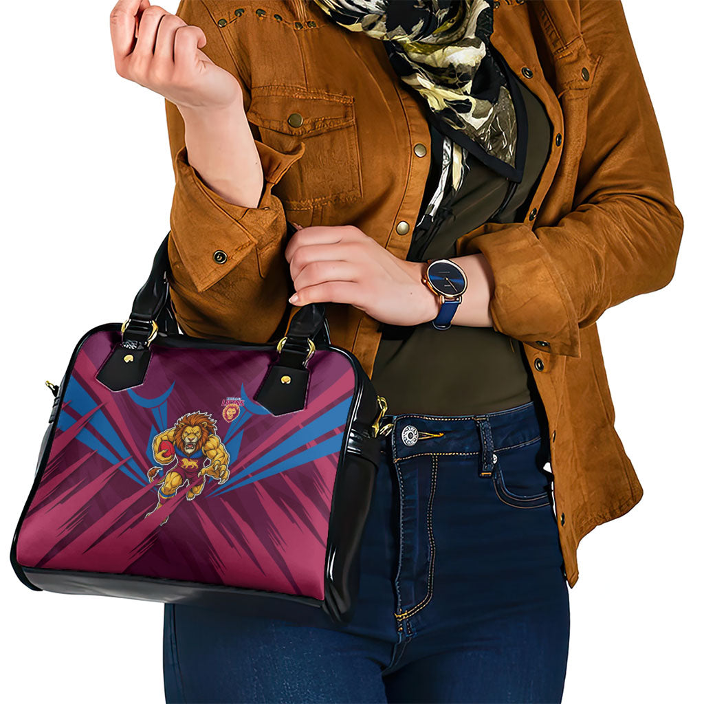 Brisbane Lions Australian Football Shoulder Handbag Powerful Lion Mascot - Bold Team Colors