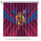 Brisbane Lions Australian Football Shower Curtain Powerful Lion Mascot - Bold Team Colors
