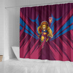 Brisbane Lions Australian Football Shower Curtain Powerful Lion Mascot - Bold Team Colors