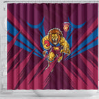 Brisbane Lions Australian Football Shower Curtain Powerful Lion Mascot - Bold Team Colors