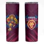 Brisbane Lions Australian Football Skinny Tumbler Powerful Lion Mascot - Bold Team Colors