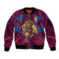 Brisbane Lions Australian Football Sleeve Zip Bomber Jacket Powerful Lion Mascot - Bold Team Colors