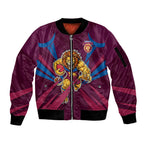 Brisbane Lions Australian Football Sleeve Zip Bomber Jacket Powerful Lion Mascot - Bold Team Colors