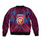 Brisbane Lions Australian Football Sleeve Zip Bomber Jacket Powerful Lion Mascot - Bold Team Colors