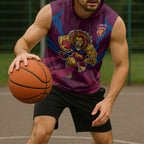 Brisbane Lions Australian Football Sleeveless Hoodie Powerful Lion Mascot - Bold Team Colors