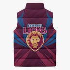 Brisbane Lions Australian Football Sleeveless Puffer Jacket Powerful Lion Mascot - Bold Team Colors