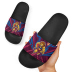 Brisbane Lions Australian Football Slide Sandals Powerful Lion Mascot - Bold Team Colors