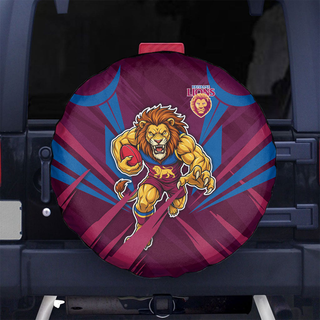 Brisbane Lions Australian Football Spare Tire Cover Powerful Lion Mascot - Bold Team Colors