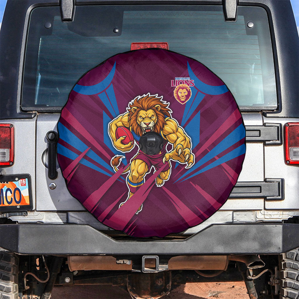 Brisbane Lions Australian Football Spare Tire Cover Powerful Lion Mascot - Bold Team Colors