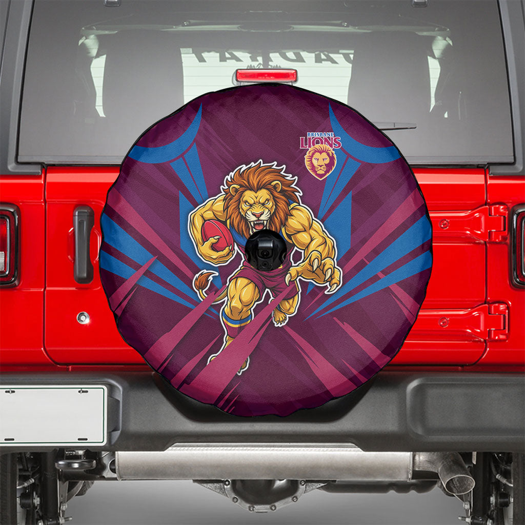Brisbane Lions Australian Football Spare Tire Cover Powerful Lion Mascot - Bold Team Colors