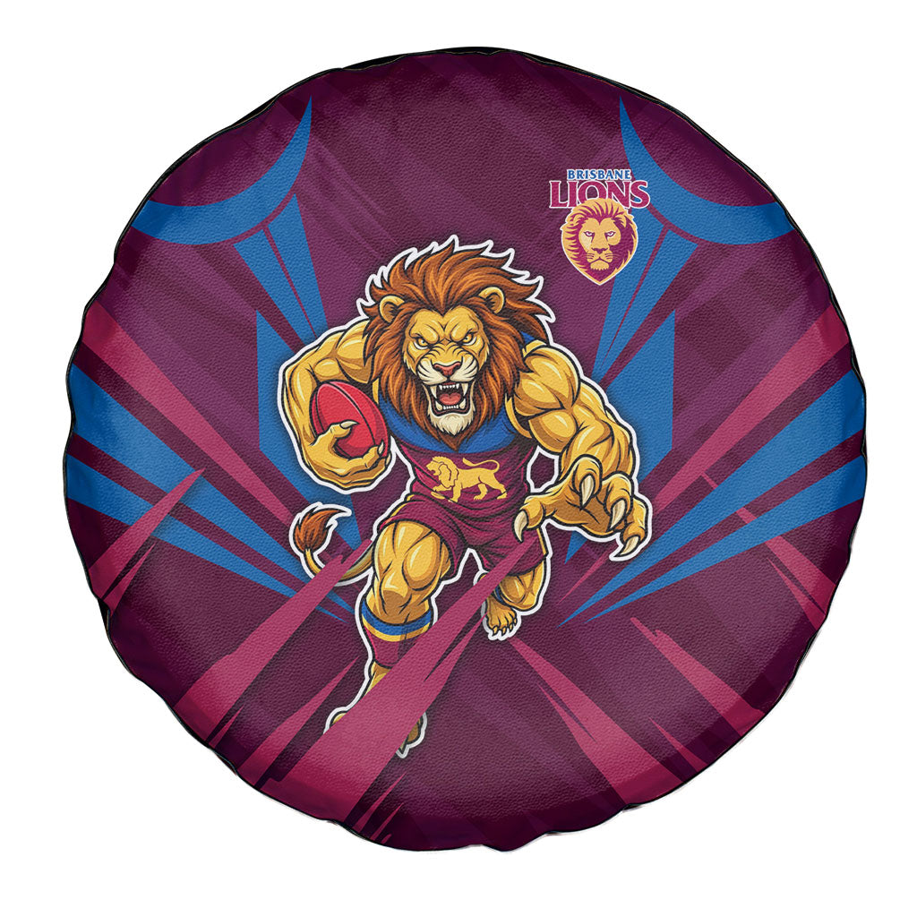 Brisbane Lions Australian Football Spare Tire Cover Powerful Lion Mascot - Bold Team Colors