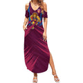 Brisbane Lions Australian Football Summer Maxi Dress Powerful Lion Mascot - Bold Team Colors