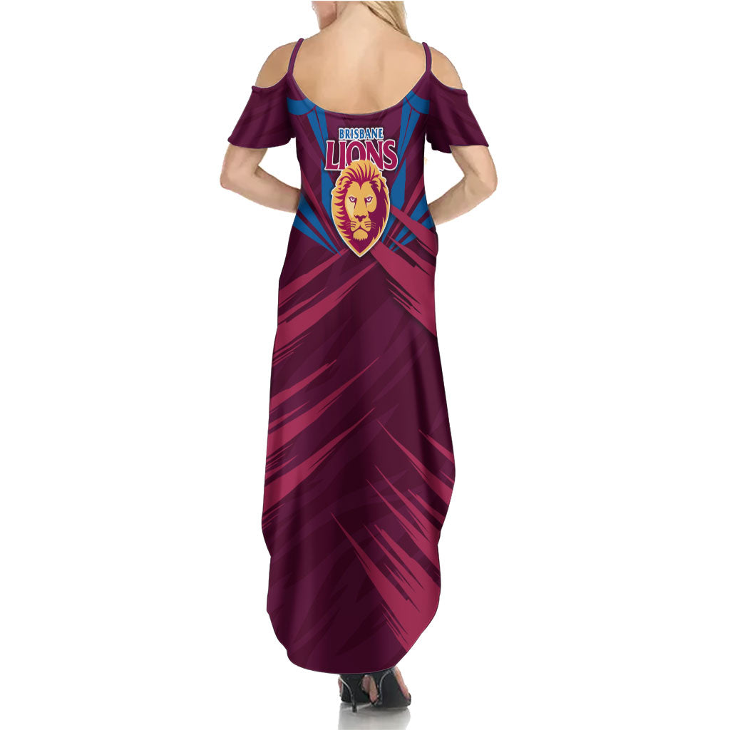Brisbane Lions Australian Football Summer Maxi Dress Powerful Lion Mascot - Bold Team Colors