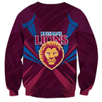 Brisbane Lions Australian Football Sweatshirt Powerful Lion Mascot - Bold Team Colors