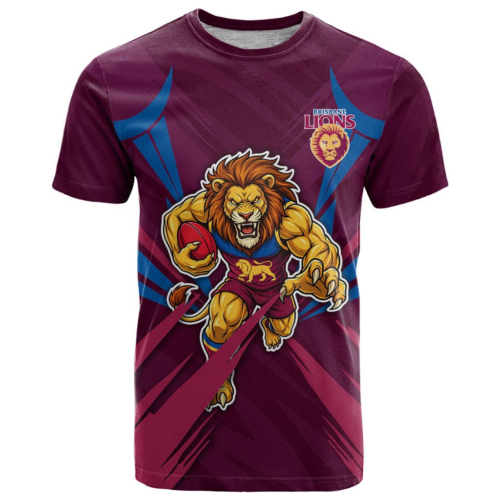 Brisbane Lions Australian Football T Shirt Powerful Lion Mascot - Bold Team Colors