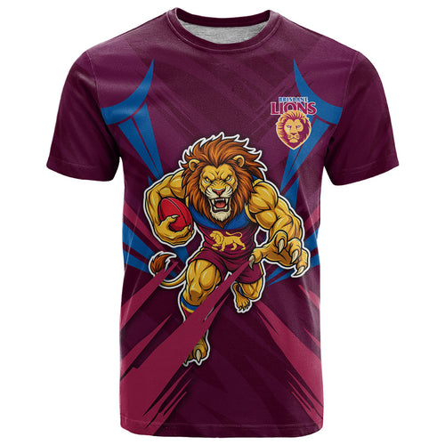 Brisbane Lions Australian Football T Shirt Powerful Lion Mascot - Bold Team Colors