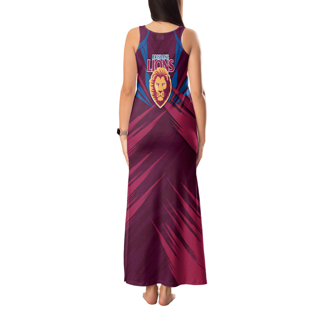 Brisbane Lions Australian Football Tank Maxi Dress Powerful Lion Mascot - Bold Team Colors