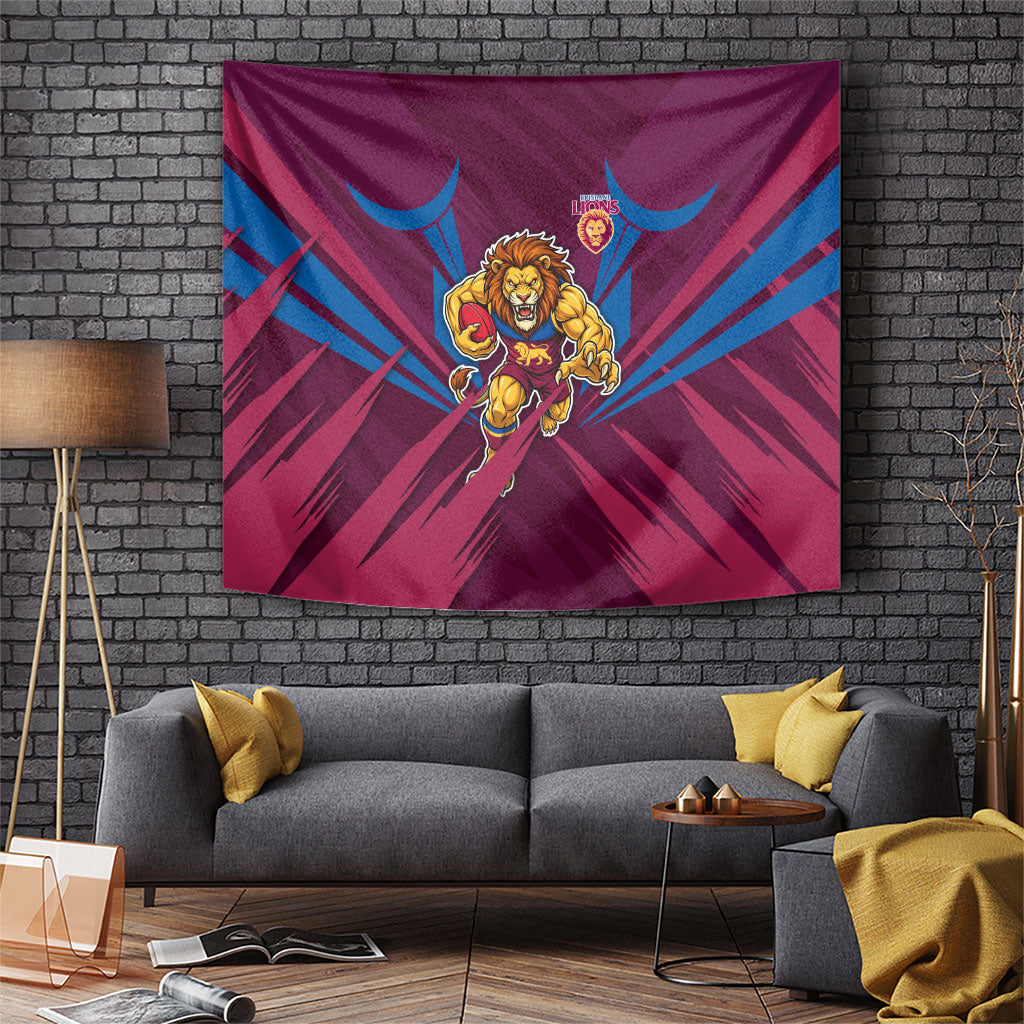 Brisbane Lions Australian Football Tapestry Powerful Lion Mascot - Bold Team Colors