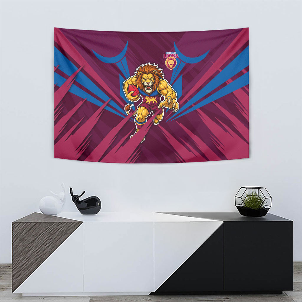Brisbane Lions Australian Football Tapestry Powerful Lion Mascot - Bold Team Colors