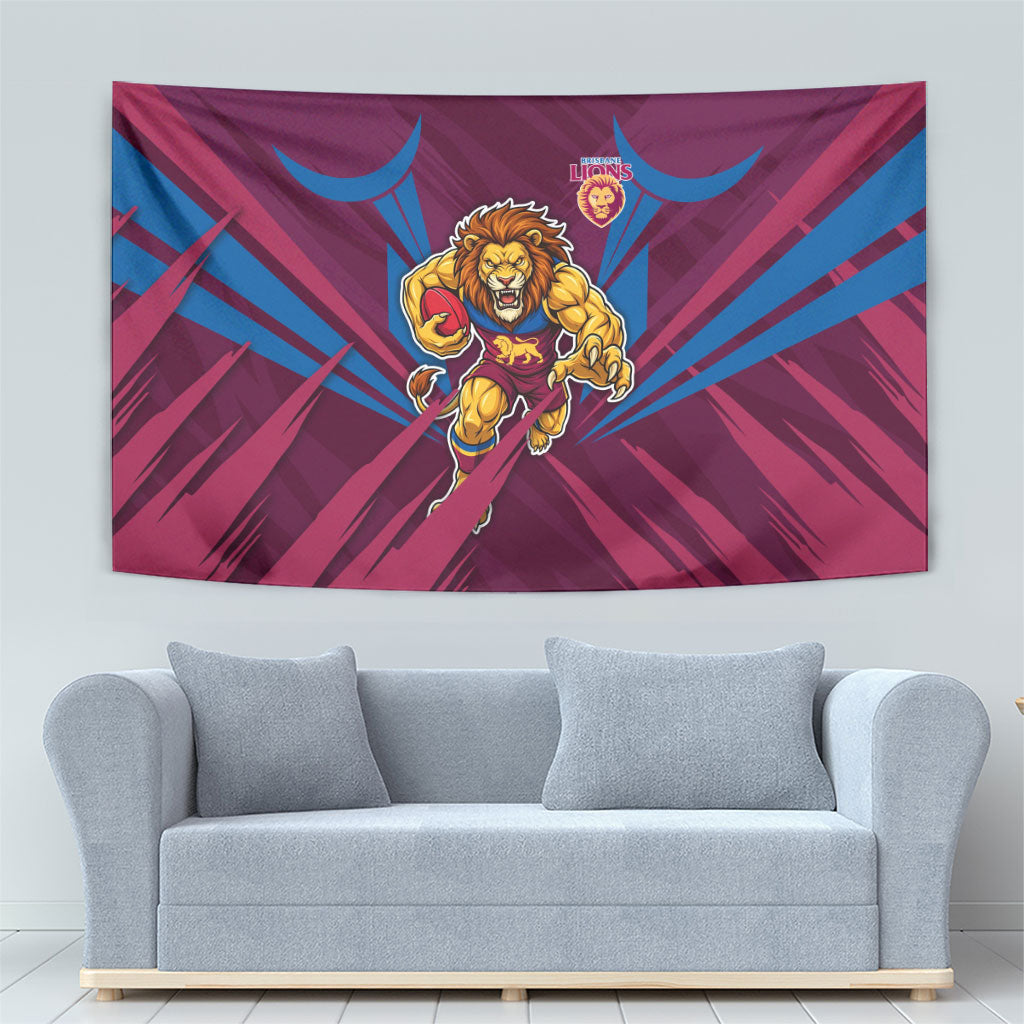 Brisbane Lions Australian Football Tapestry Powerful Lion Mascot - Bold Team Colors