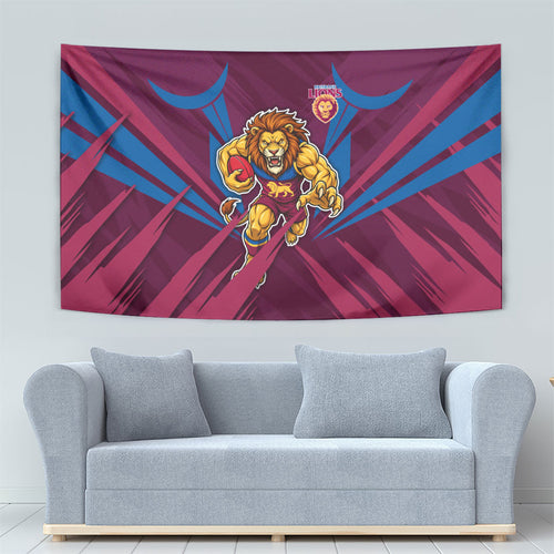 Brisbane Lions Australian Football Tapestry Powerful Lion Mascot - Bold Team Colors