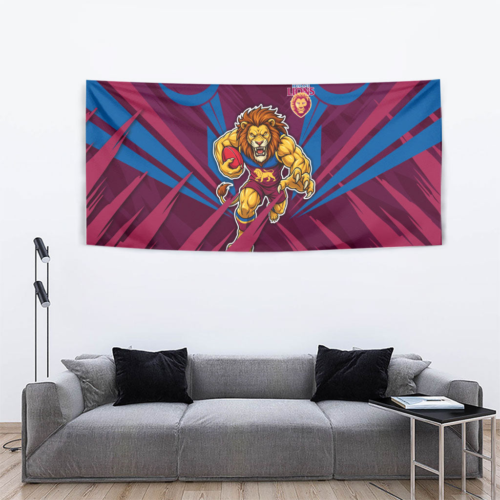 Brisbane Lions Australian Football Tapestry Powerful Lion Mascot - Bold Team Colors