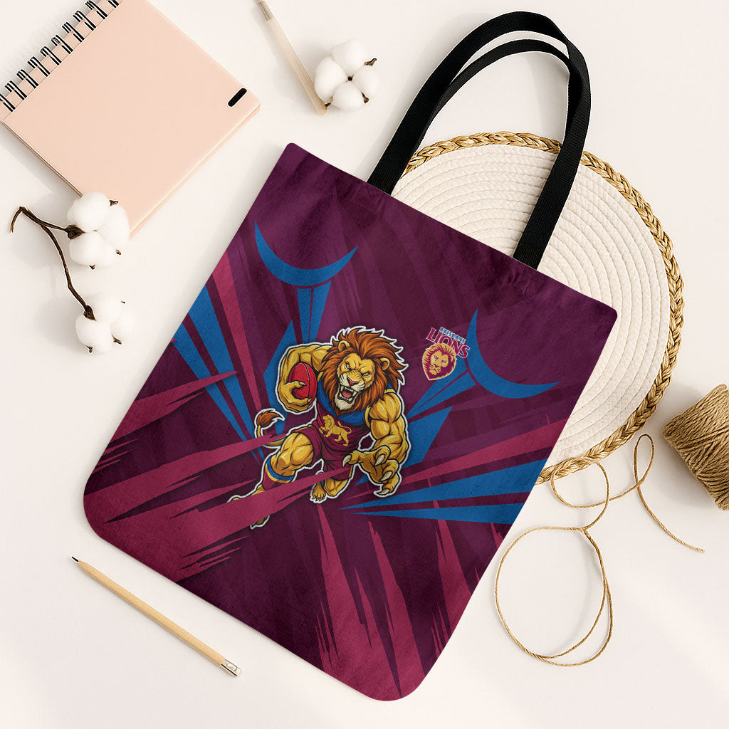 Brisbane Lions Australian Football Tote Bag Powerful Lion Mascot - Bold Team Colors