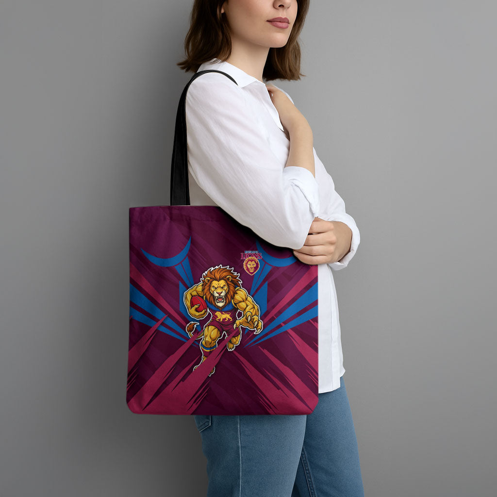 Brisbane Lions Australian Football Tote Bag Powerful Lion Mascot - Bold Team Colors