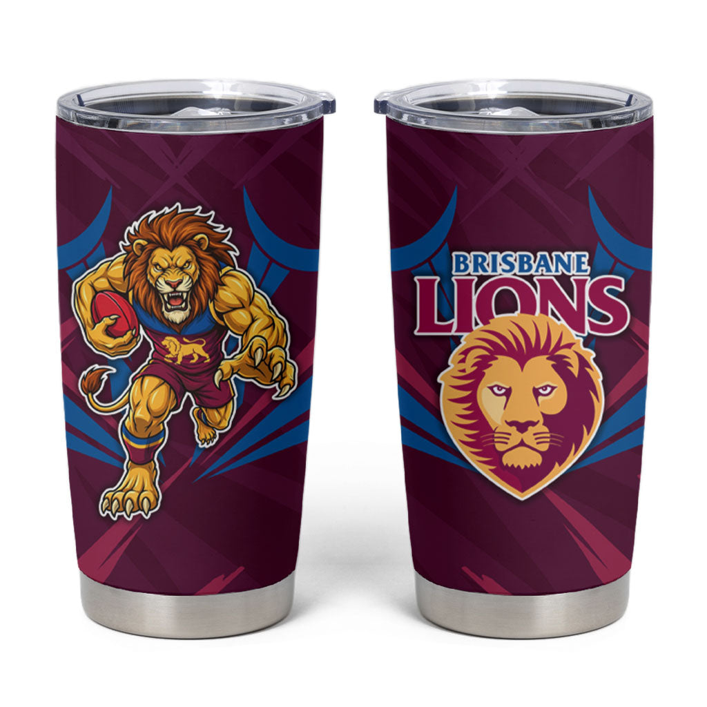 Brisbane Lions Australian Football Tumbler Cup Powerful Lion Mascot - Bold Team Colors
