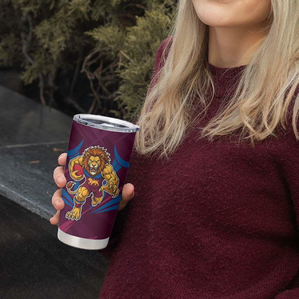 Brisbane Lions Australian Football Tumbler Cup Powerful Lion Mascot - Bold Team Colors