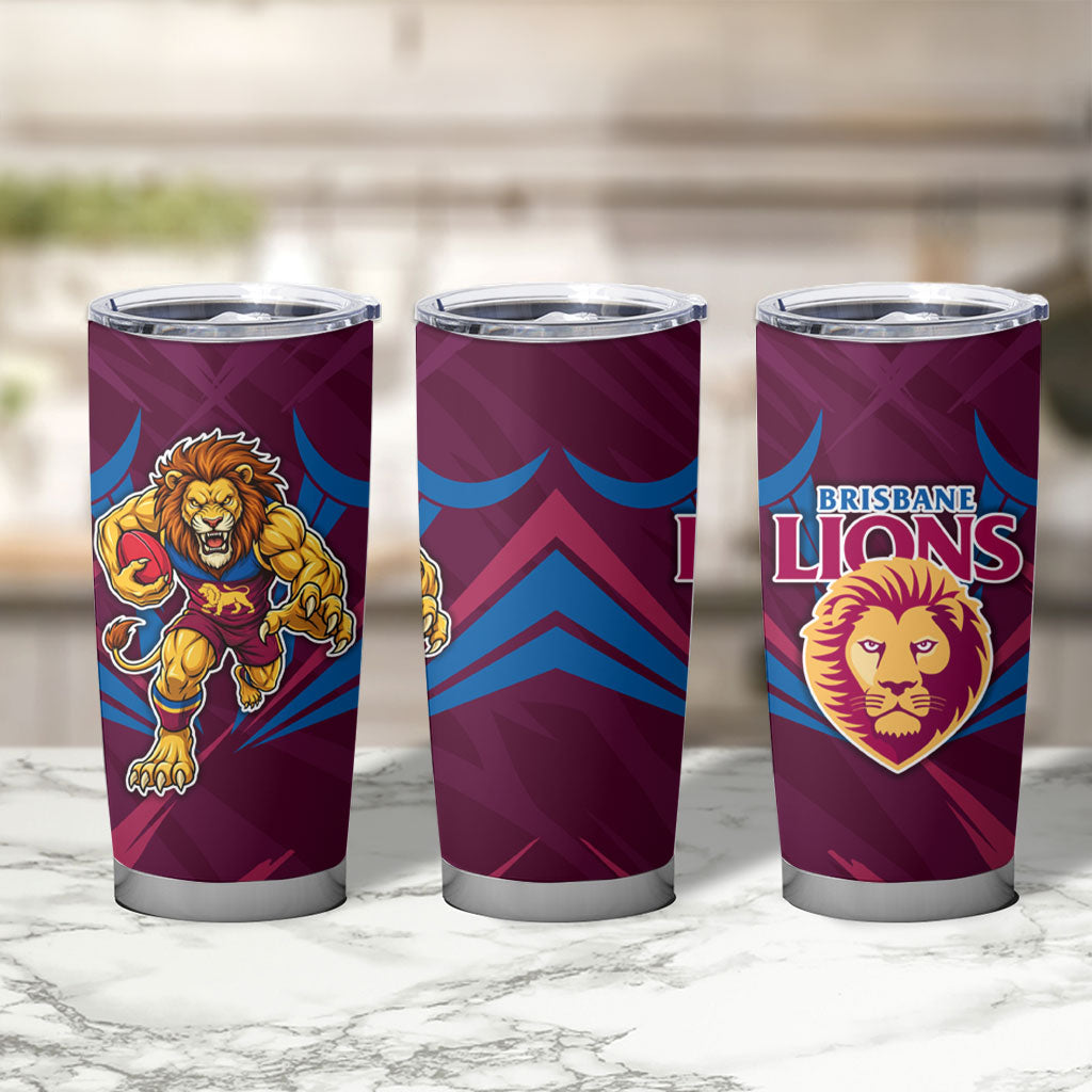 Brisbane Lions Australian Football Tumbler Cup Powerful Lion Mascot - Bold Team Colors