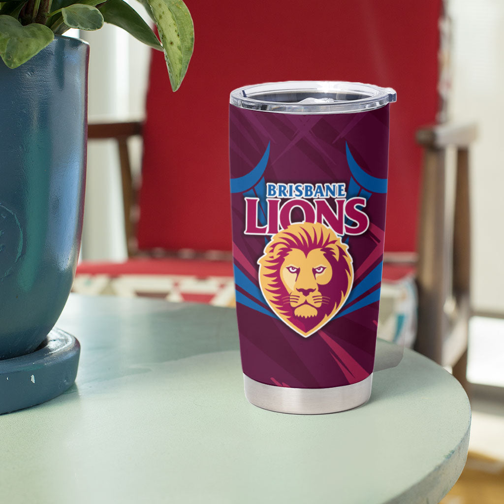 Brisbane Lions Australian Football Tumbler Cup Powerful Lion Mascot - Bold Team Colors