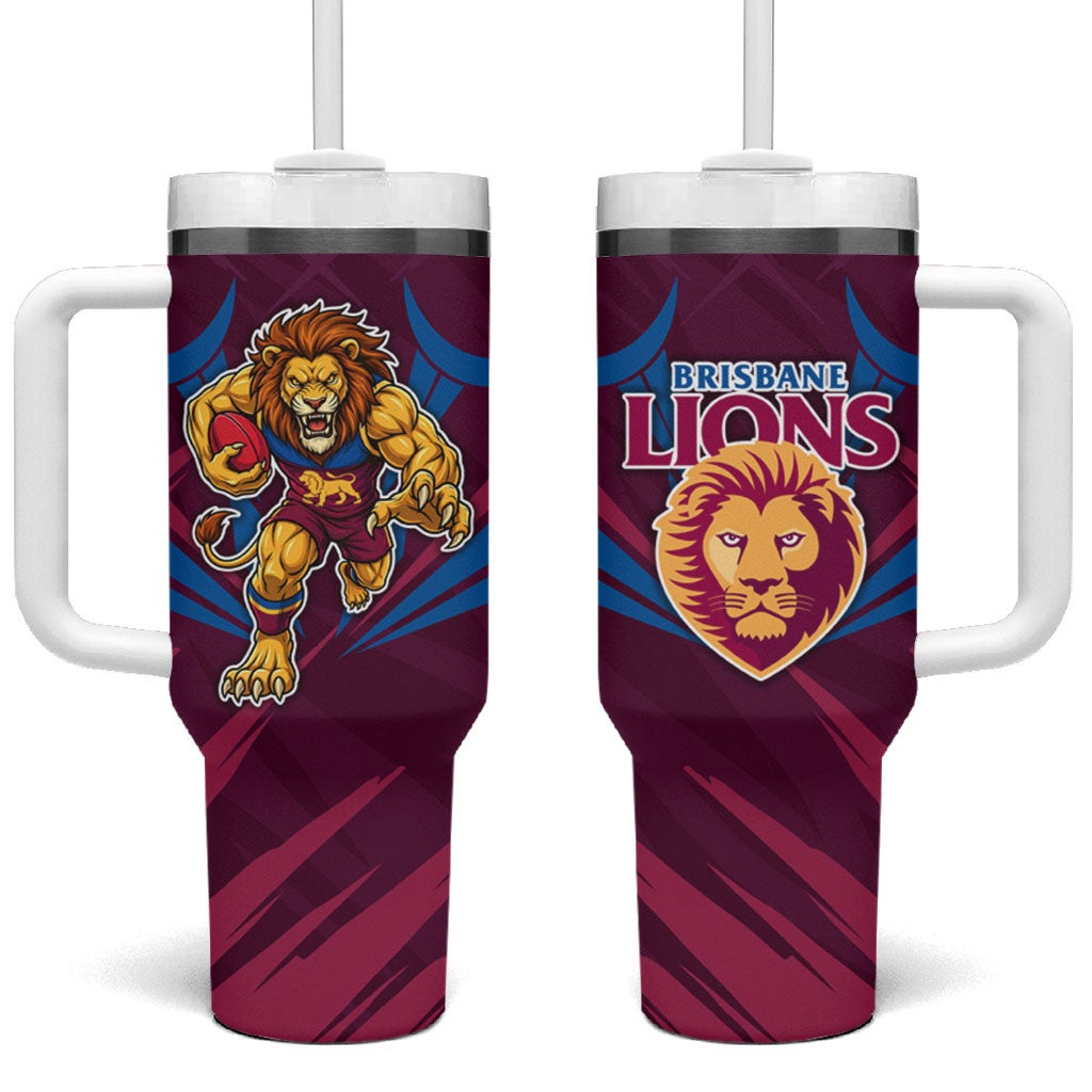 Brisbane Lions Australian Football Tumbler With Handle Powerful Lion Mascot - Bold Team Colors